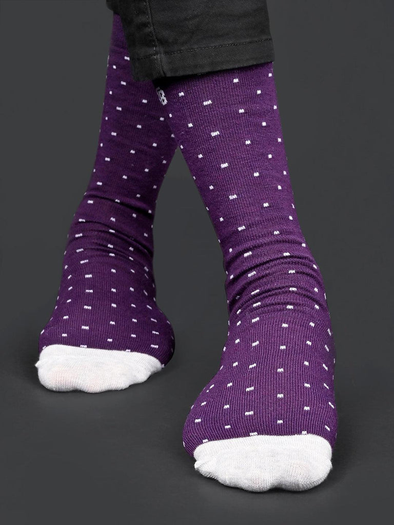 Polk Dots Printed Purple Full-Length Unisex Pack of 1 Socks - Tistabene