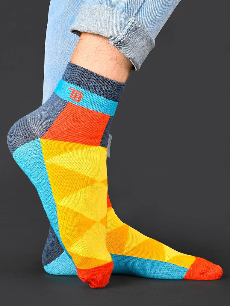 Checkered Printed Multicolor Half-Length Unisex Pack of 1 Socks - Tistabene