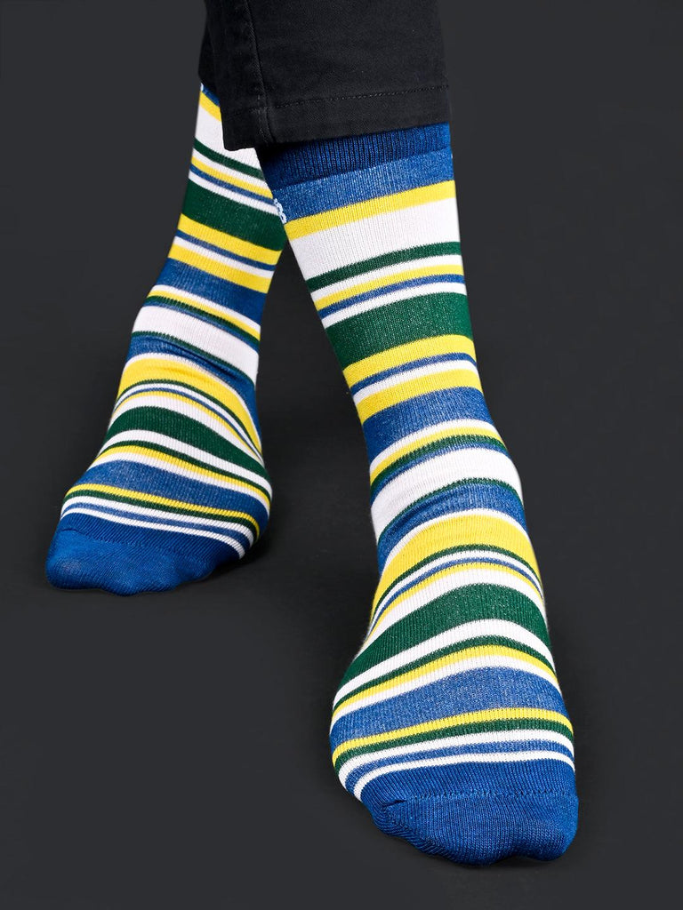 Striped Printed Multicolor Full-Length Unisex Pack of 1 Socks - Tistabene