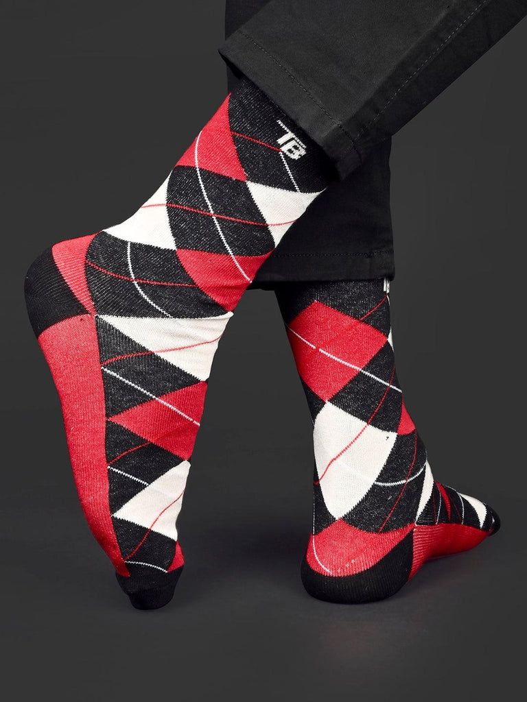 Geometric Printed Multicolor Ankle-Length Unisex Pack of 1 Socks - Tistabene
