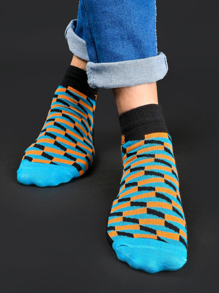 Geometric Printed Multicolor Ankle-Length Unisex Pack of 1 Socks - Tistabene