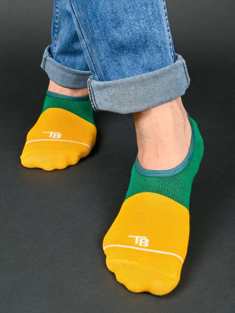 Yellow & Green No Show Unisex Pack Of 1 Socks - Tistabene