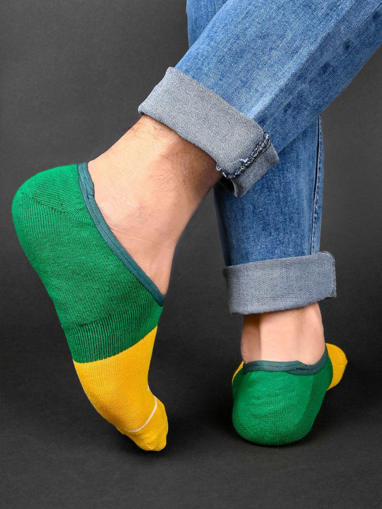 Yellow & Green No Show Unisex Pack Of 1 Socks - Tistabene