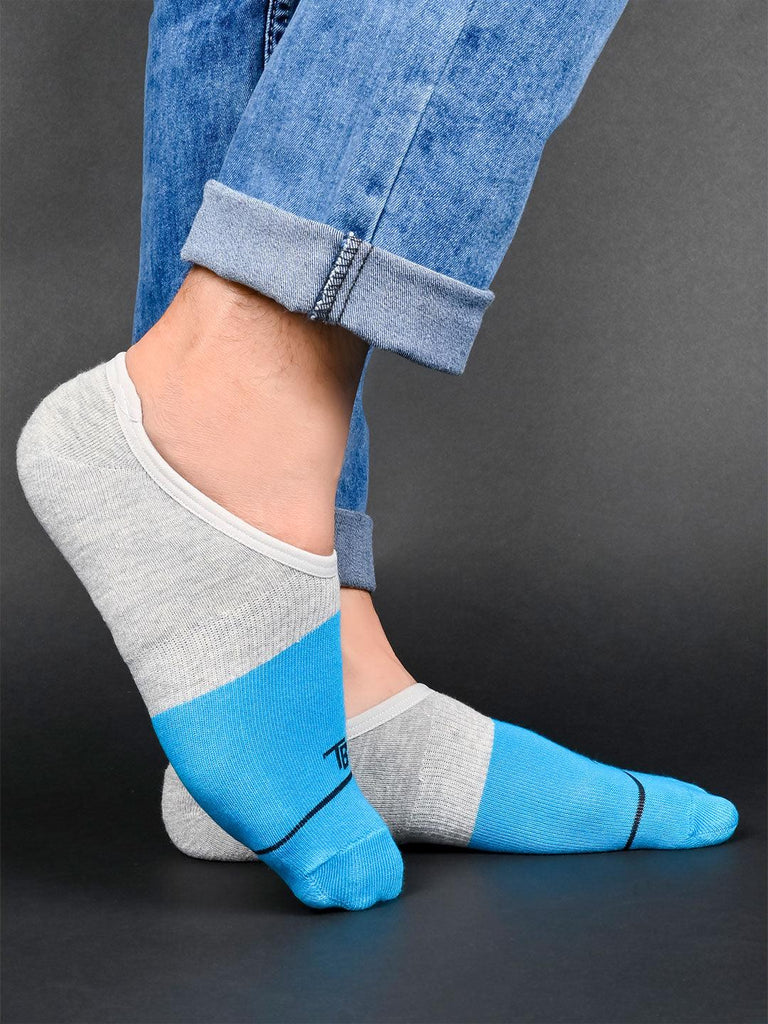 Sky Blue & Grey No Show Unisex Pack Of 1 Socks - Tistabene
