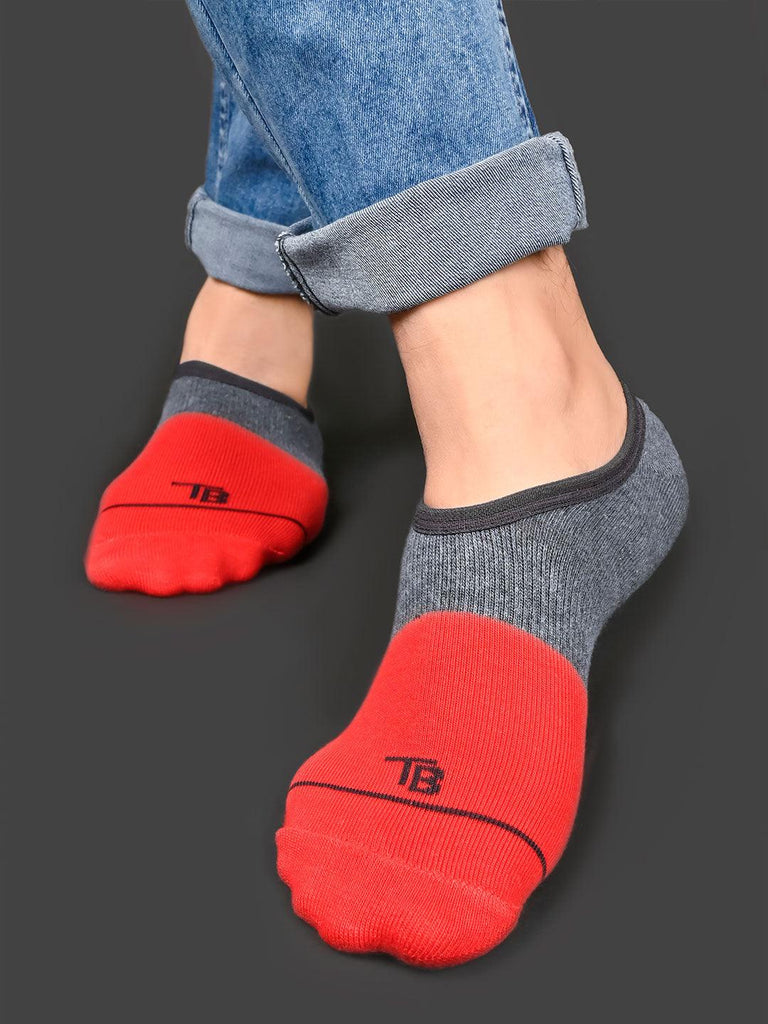 Red & Grey No Show Unisex Pack Of 1 Socks - Tistabene