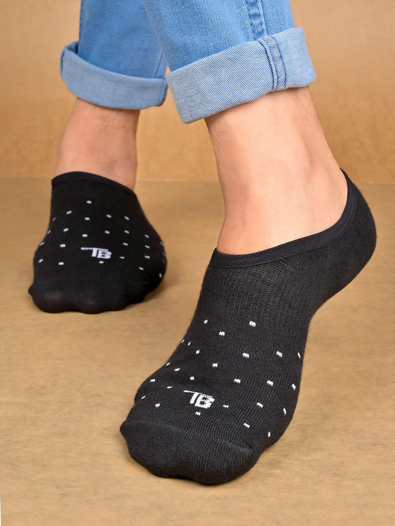 Dotted Printed Black No Show Unisex Pack Of 1 Socks - Tistabene