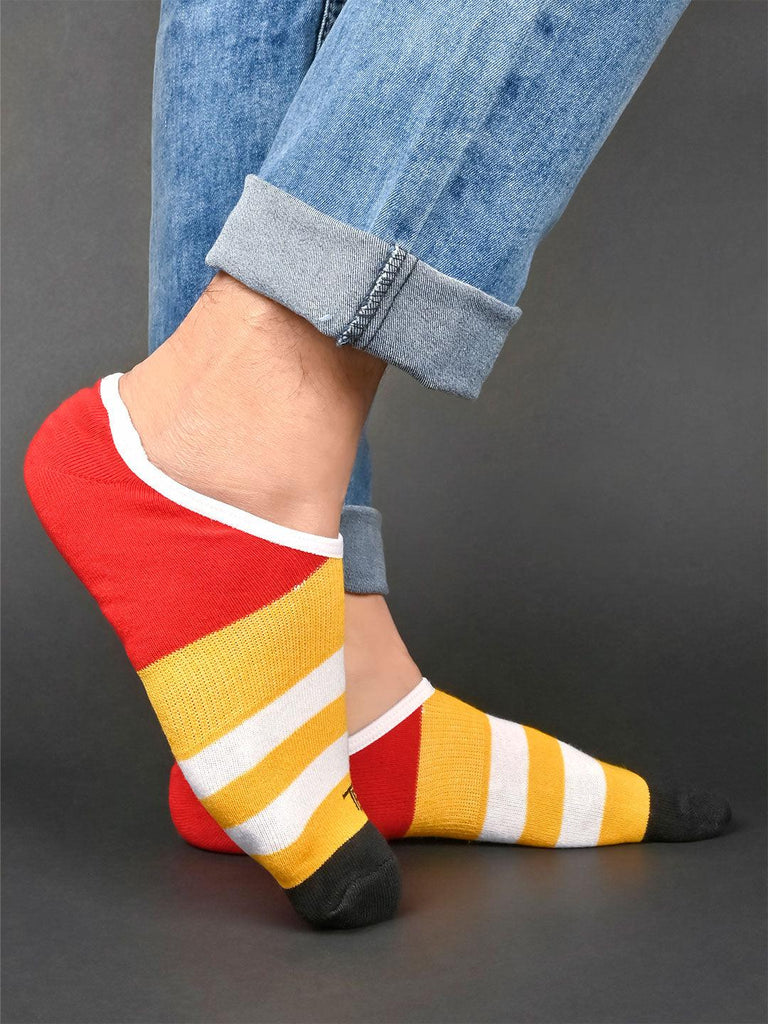 Striped Printed Multicolor No Show Unisex Pack of 1 Socks - Tistabene
