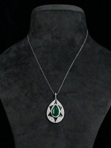 Designer Black Enamel and Green Sterling Silver Pendant
