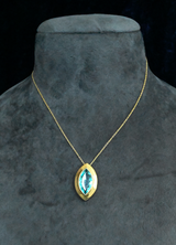 Classic Big Marquise and Pearl Gold plated Sterling Silver Pendant