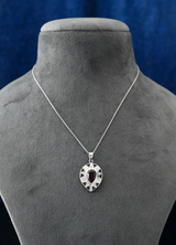 Designer Rhodolite Studded Red Enamel Sterling Silver Pendant