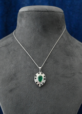 Designer Emerald Studded Black Enamel Sterling Silver Pendant