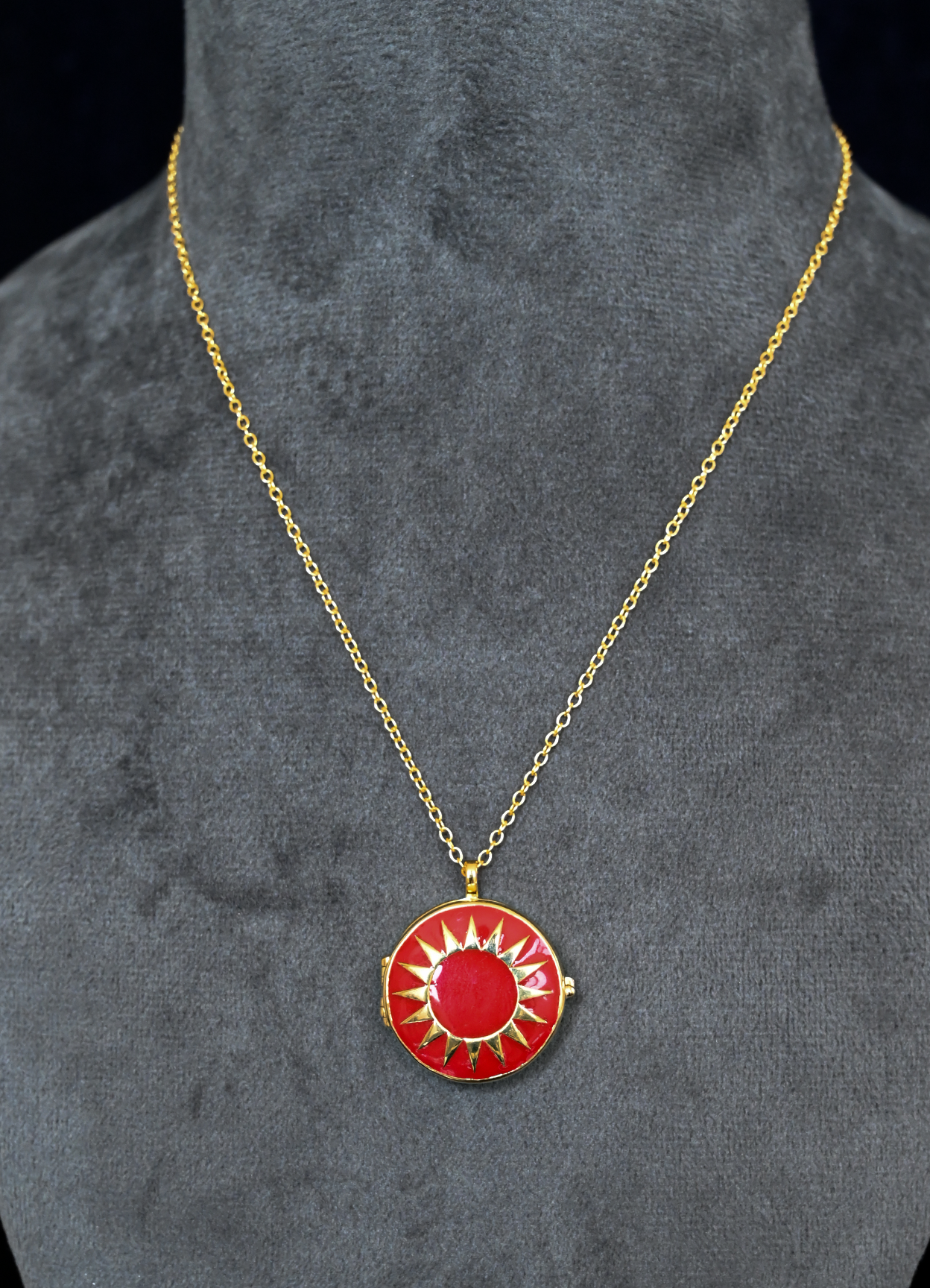 The Solara Gold Plated Sterling Silver Locket Pendant with Chain