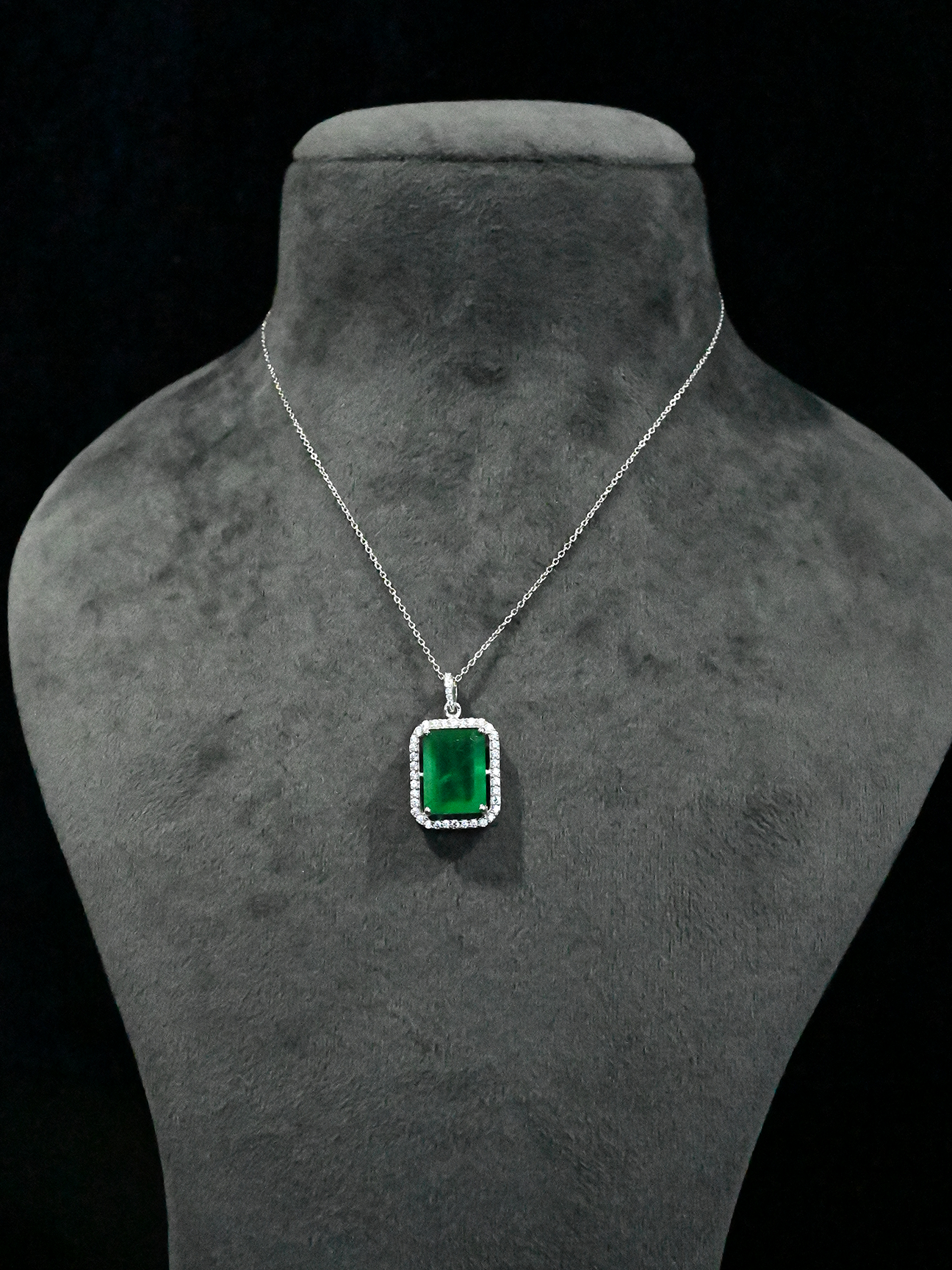 Classic Emerald Sterling Silver Pendant