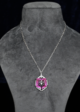 Designer Fancy Kunzite and Black Enamel Sterling Silver Pendant with Chain