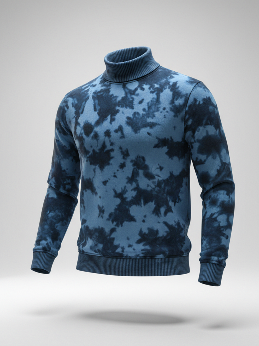 Deep Blue Tie and Dye Turtleneck