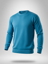 Teal Blue Color Crew Neck Men's Sweater