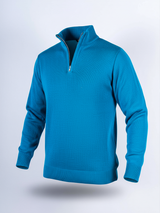 Teal Blue Color Classic Zipper Men's Sweater