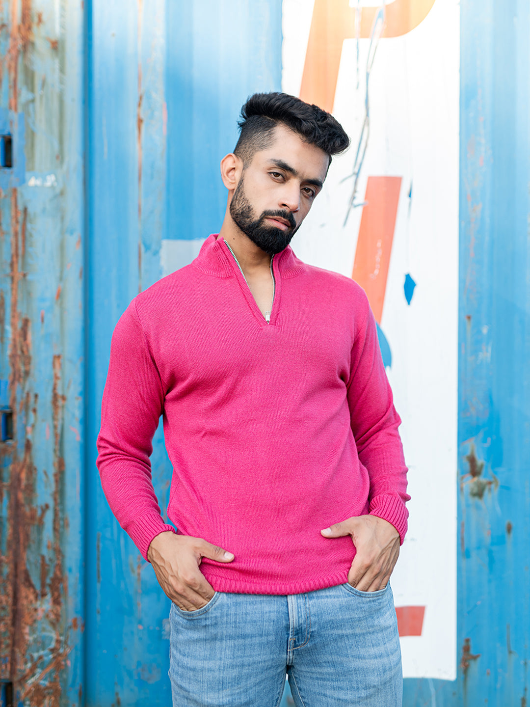 Pink Zip Sweater