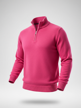 Dark Pink Color Classic Zipper Men's Sweater