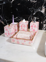 Pink Polka Dots Printed Bath Set Of 5