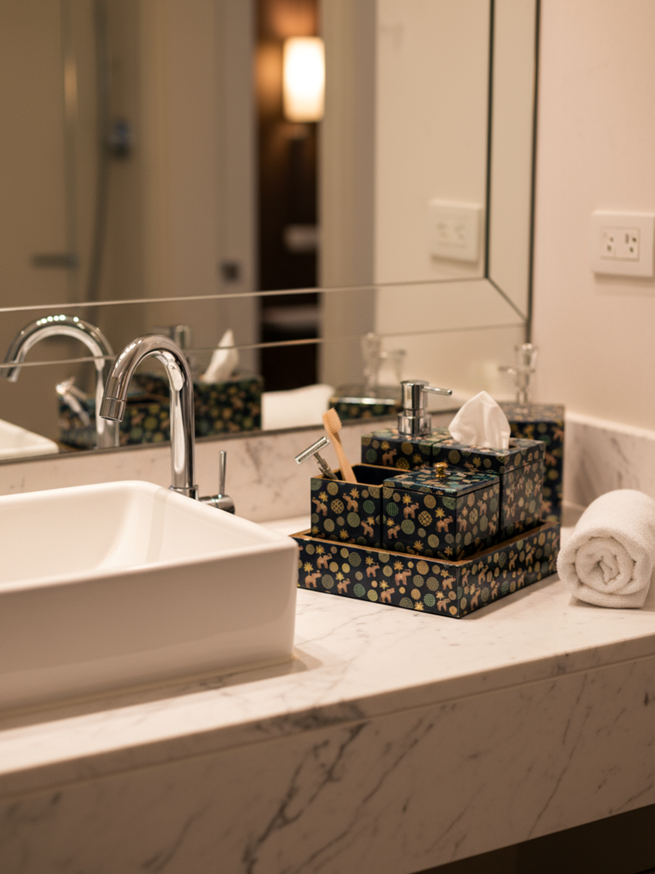 Blue Elephant Printed Bath Set Of 5