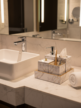 White Crackle Bath Set Of 5