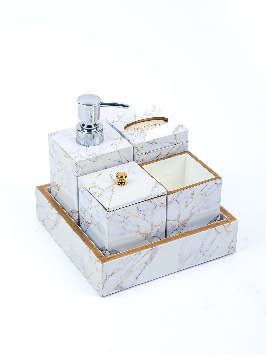 White Crackle Bath Set Of 5