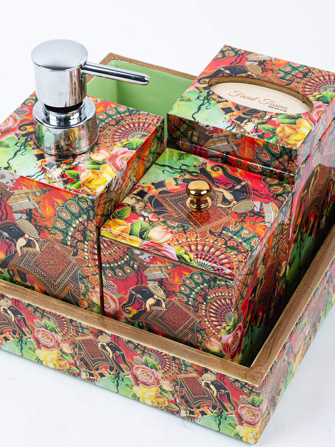 Multi Elephant Printed Bath Set Of 5