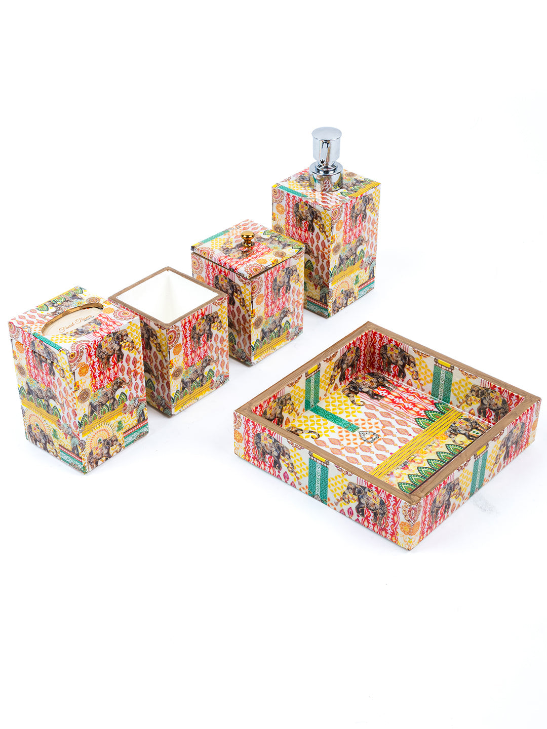 Multi Elephant Printed Bath Set Of 5