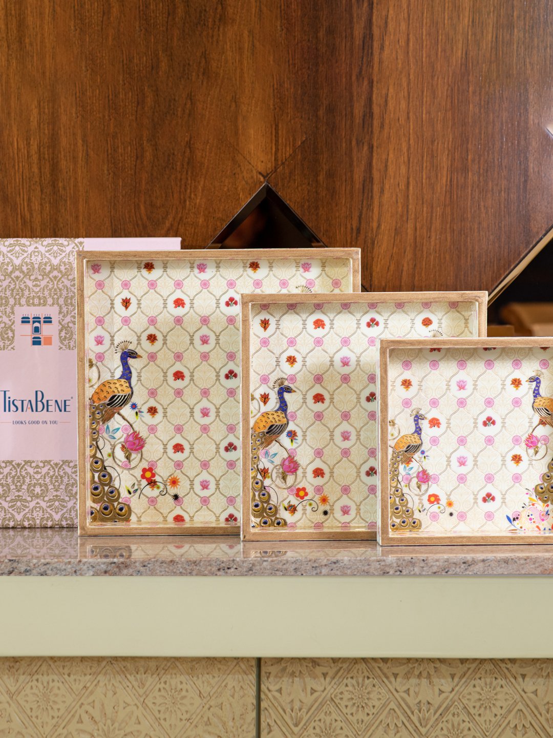 wooden tray set of 3