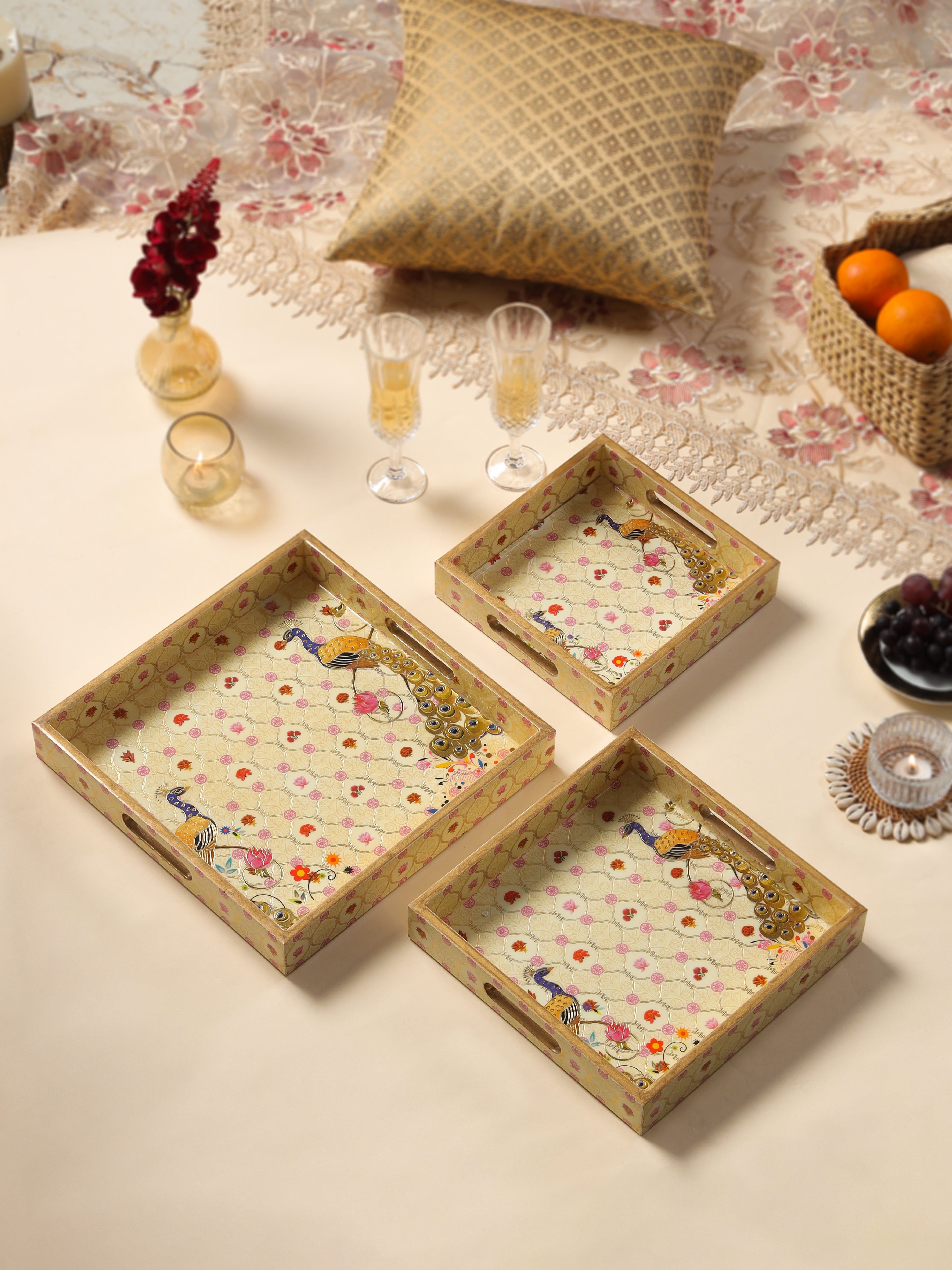 Baros Set Of 3 Square Tray Set
