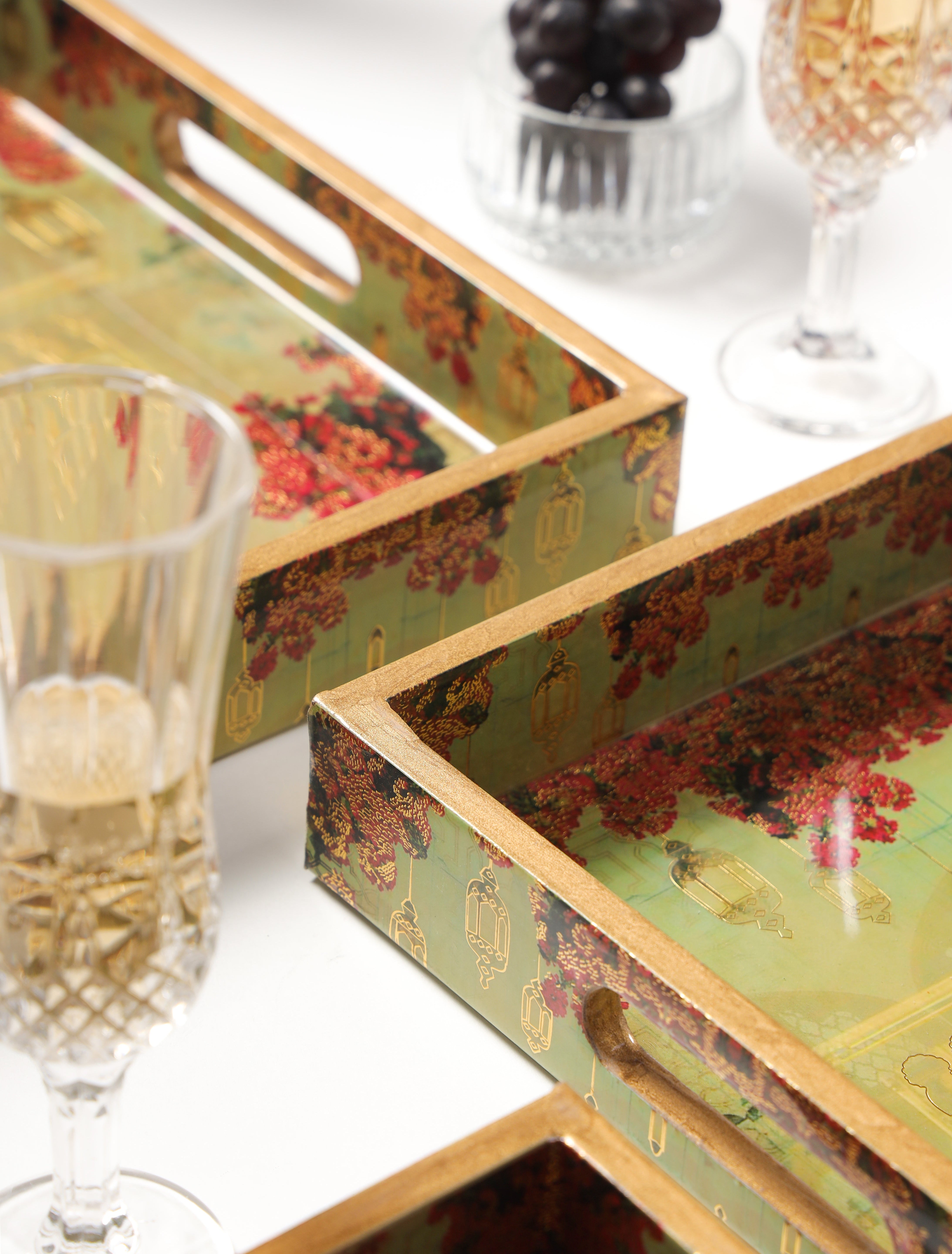 Botanica Set Of 3 Square Tray Set