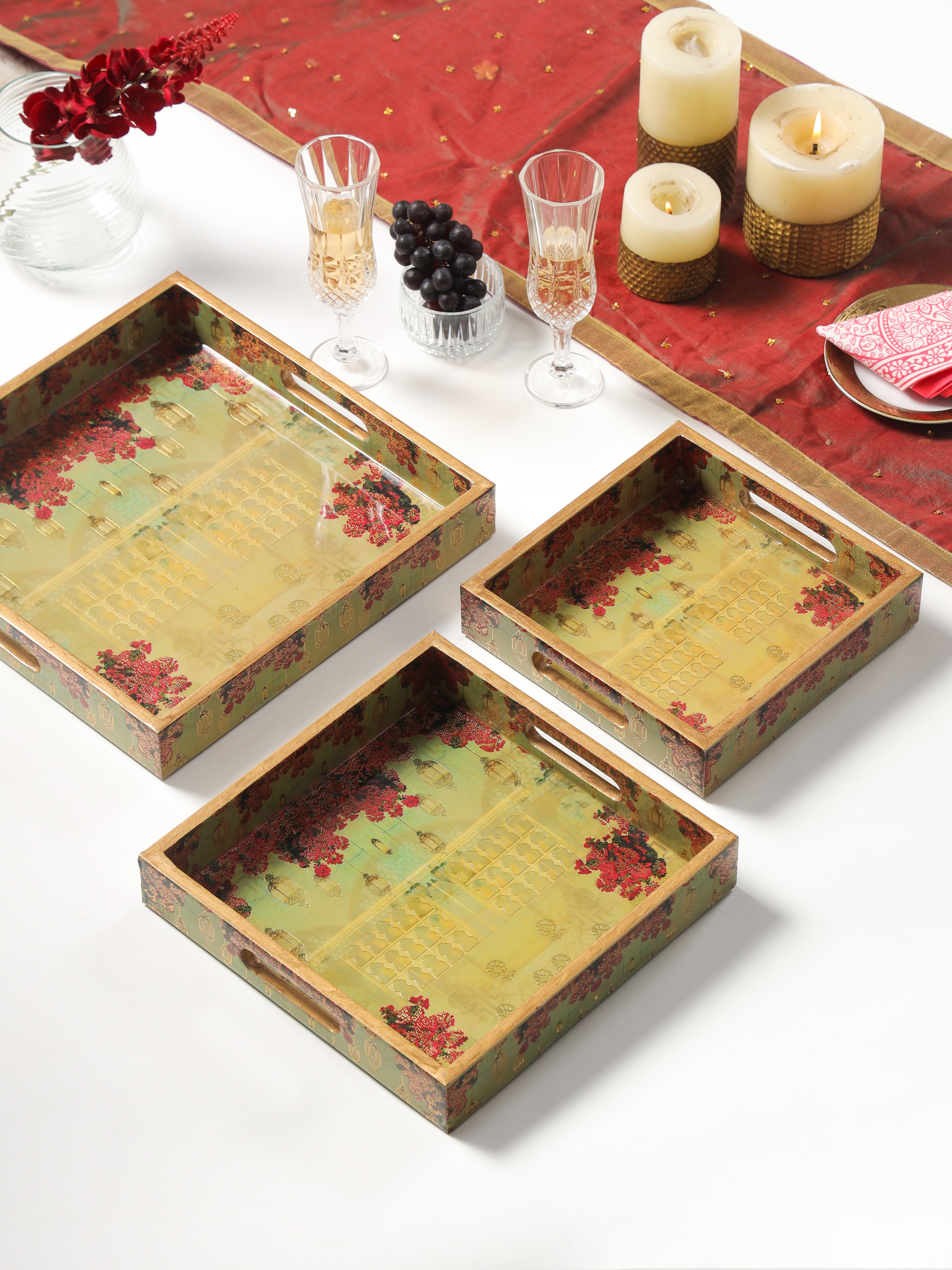 Botanica Set Of 3 Square Tray Set