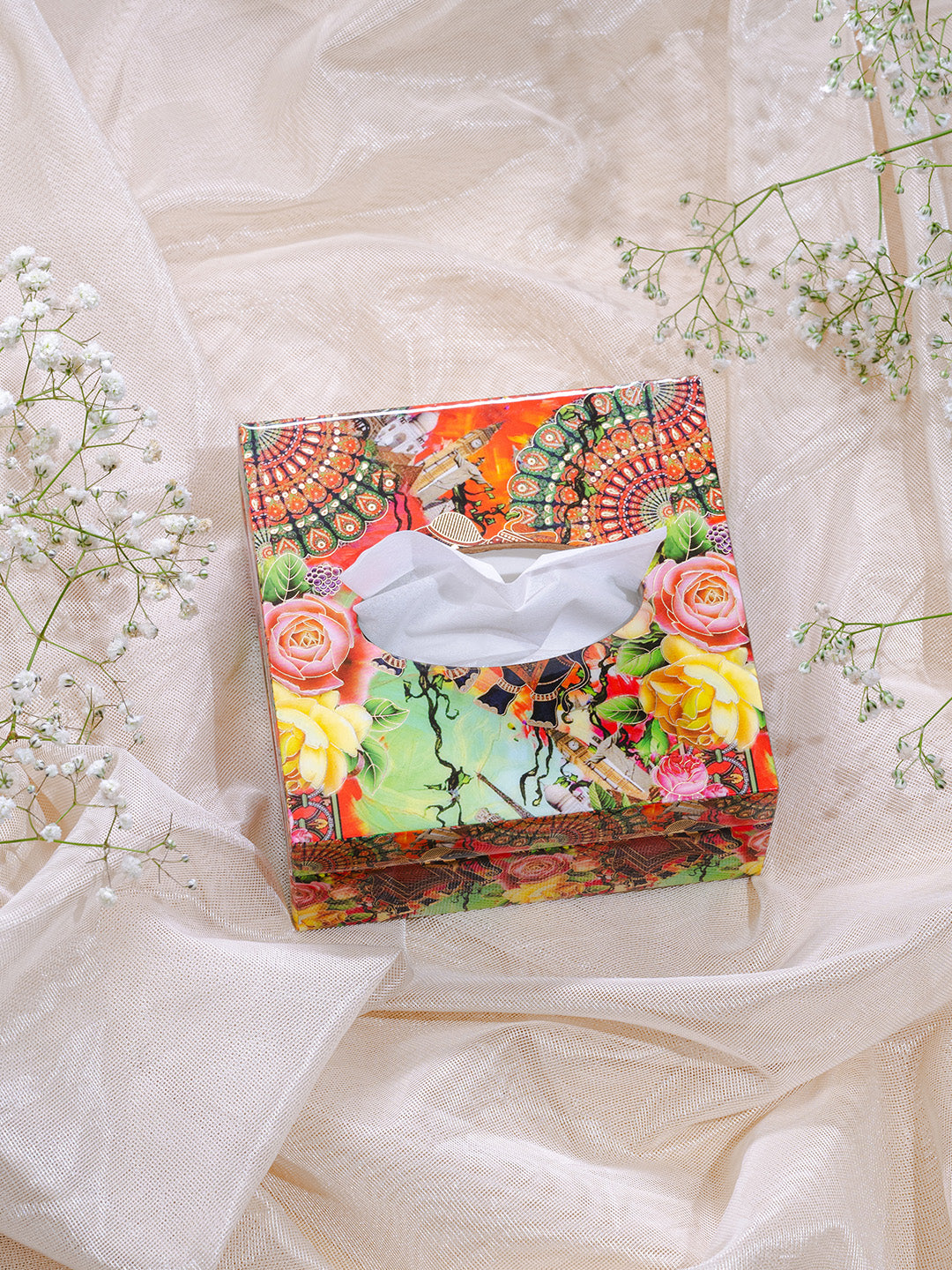 Multi Elephant Flower Printed Tissue Holder 8 Magnet