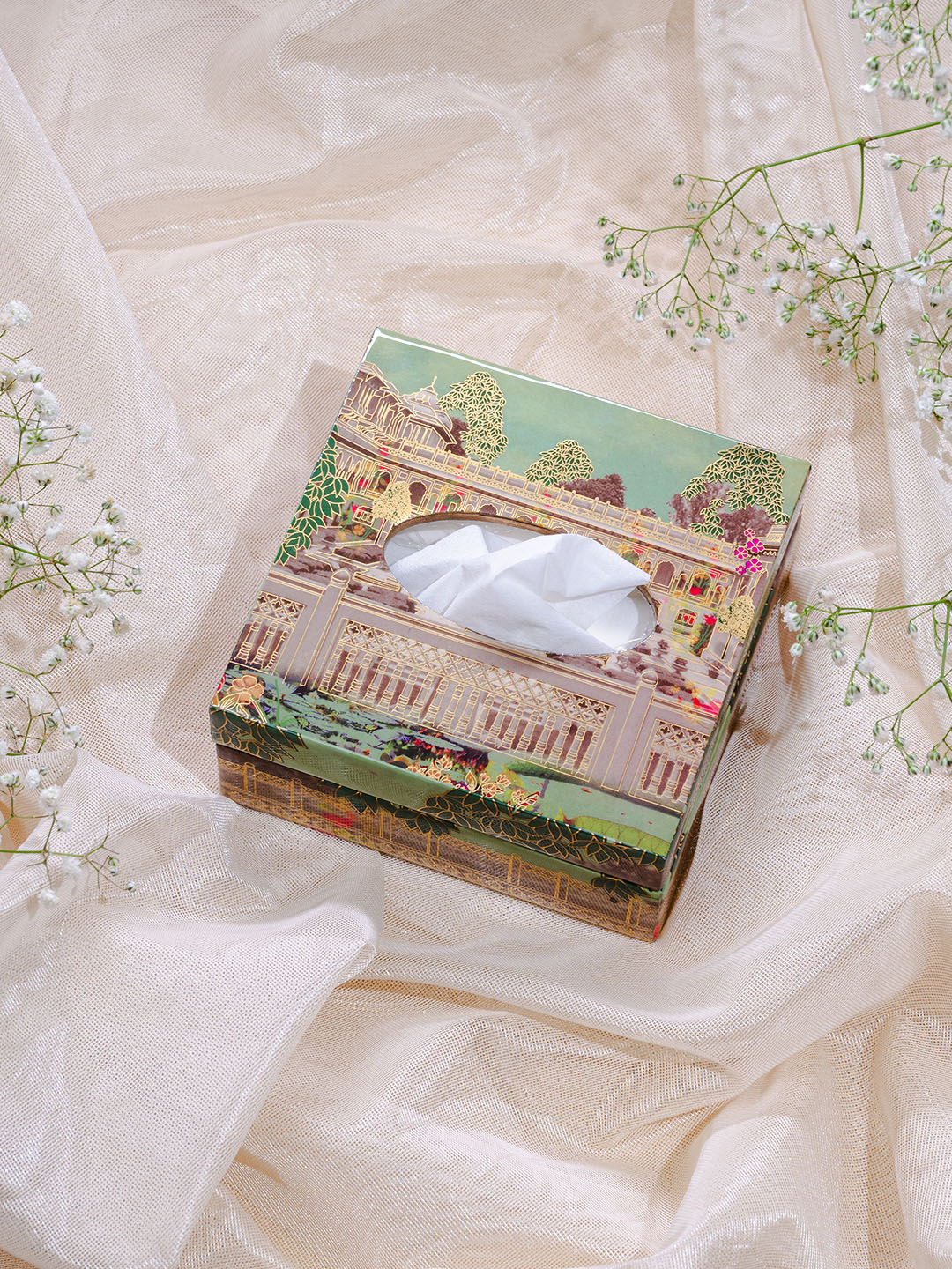 Grandeur Small Square  Printed Tissue Holder With Magnet