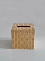 Off White Paisley Block Printed Tissue Holder With Magnet