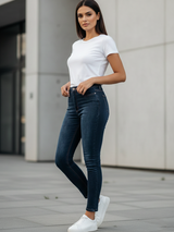 Classic Dark Blue Skinny Fit Jeans For Women