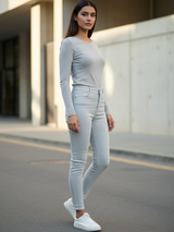 Pastel Green Skinny Fit Jeans For Women