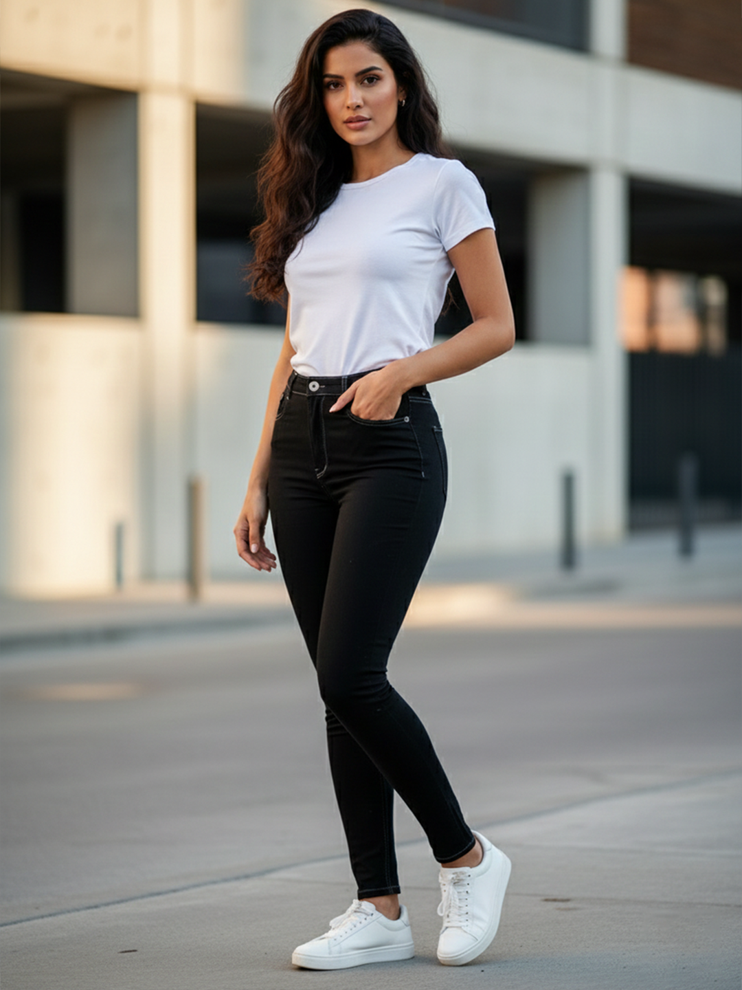 Jet Black Skinny Fit Jeans For Women