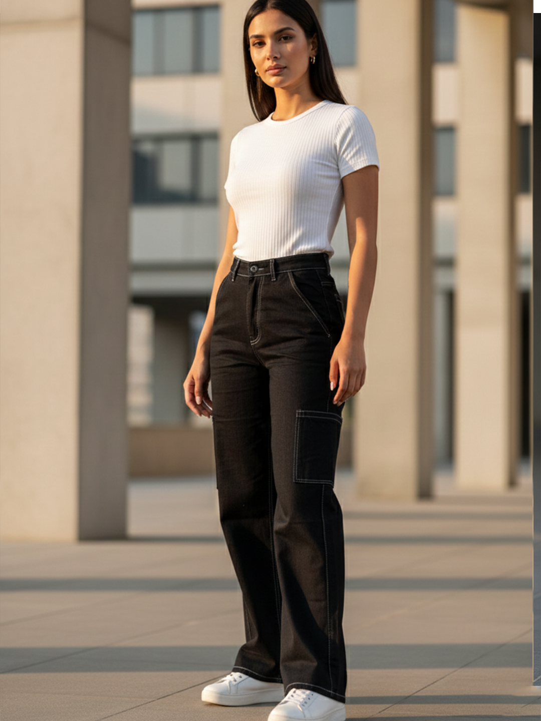 Black Cargo Jeans For Women