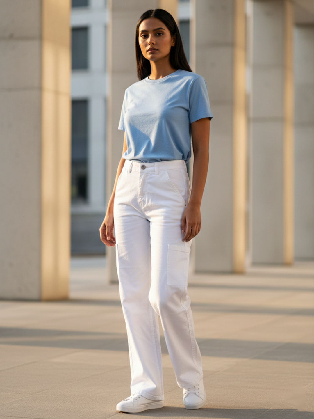 White Cargo Jeans For Women