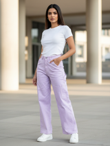 Lilac Cargo Jeans For Women