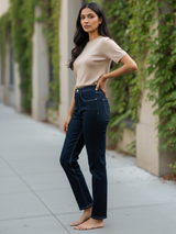 Contrast Back Detail Black Jeans For Women