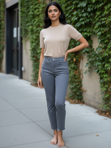 Grey Black Contrast  Jeans For Women