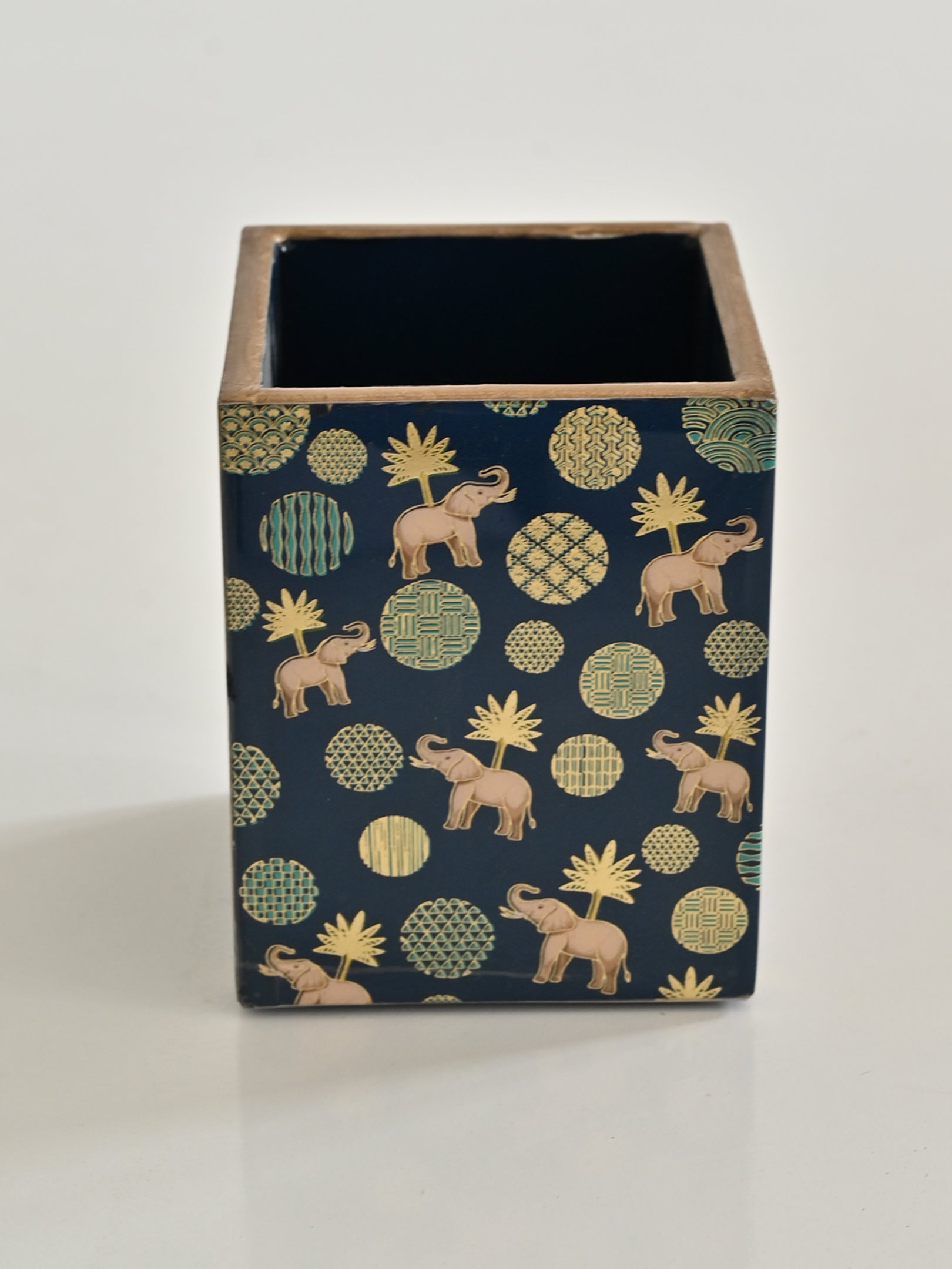 Blue Elephant Printed Brush Holder