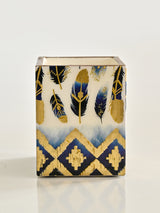 Blue Feather Printed Brush Holder