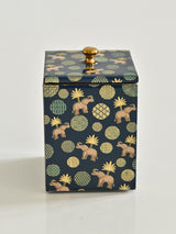 Blue Elephant Printed Cotton Bud Jar