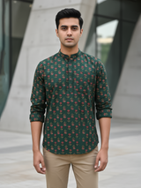 Castleton Green Floral Sanganeri Short Kurta