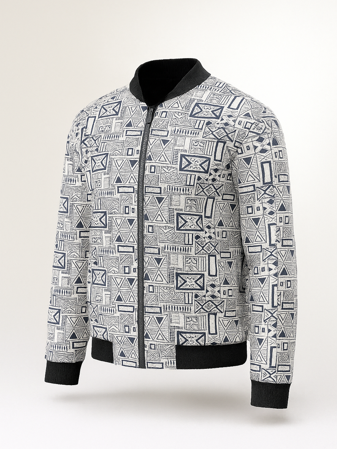 Light Grey Geometric Printed Velvet Jacket