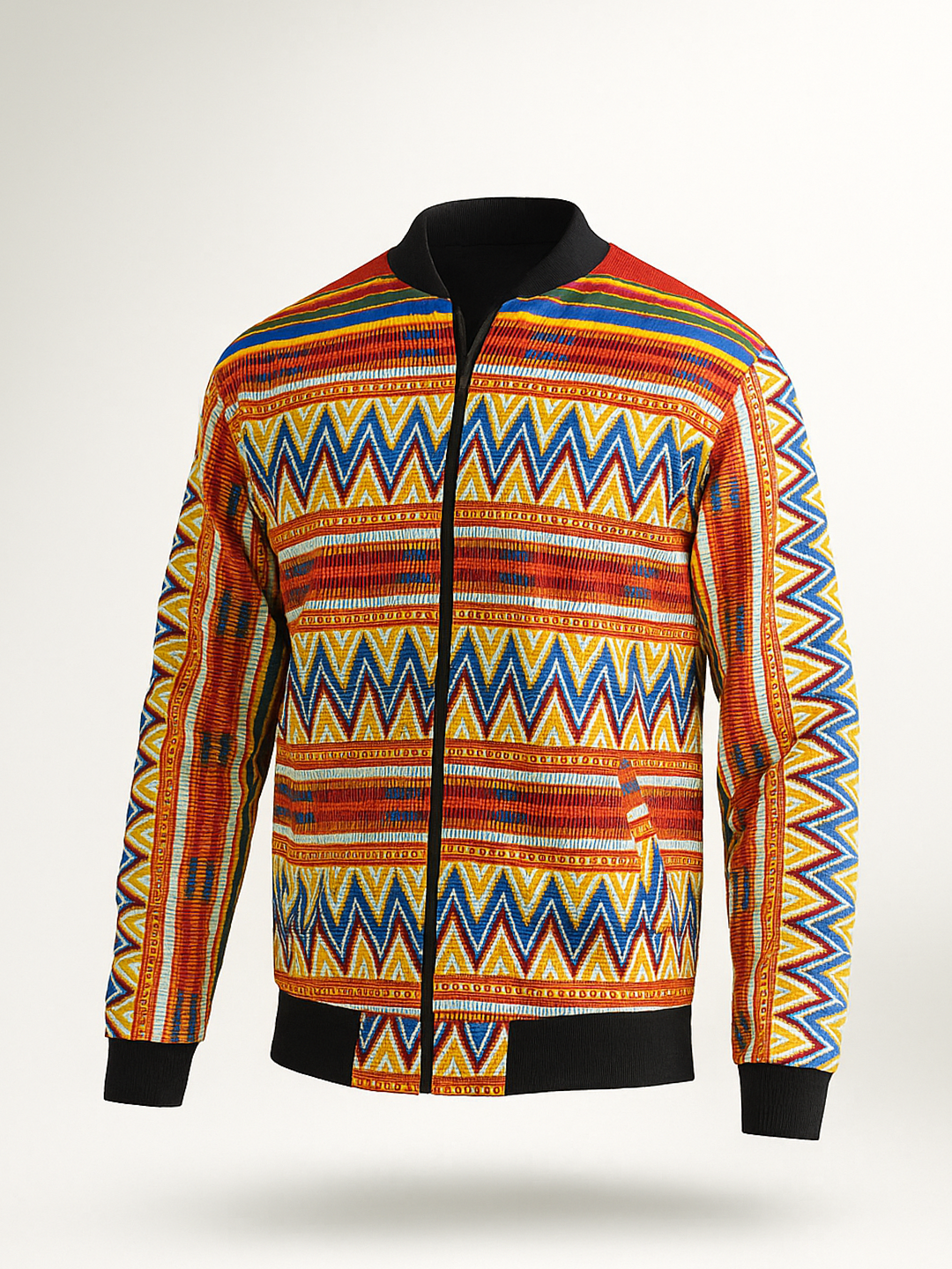 Multicolor Zigzag Printed Velvet Jacket